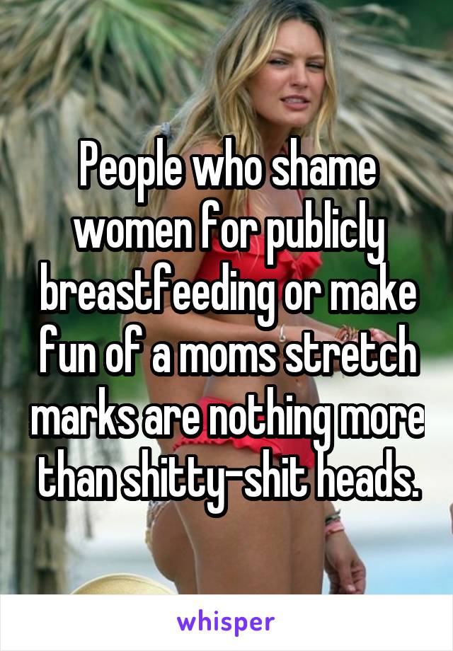 People who shame women for publicly breastfeeding or make fun of a moms stretch marks are nothing more than shitty-shit heads.