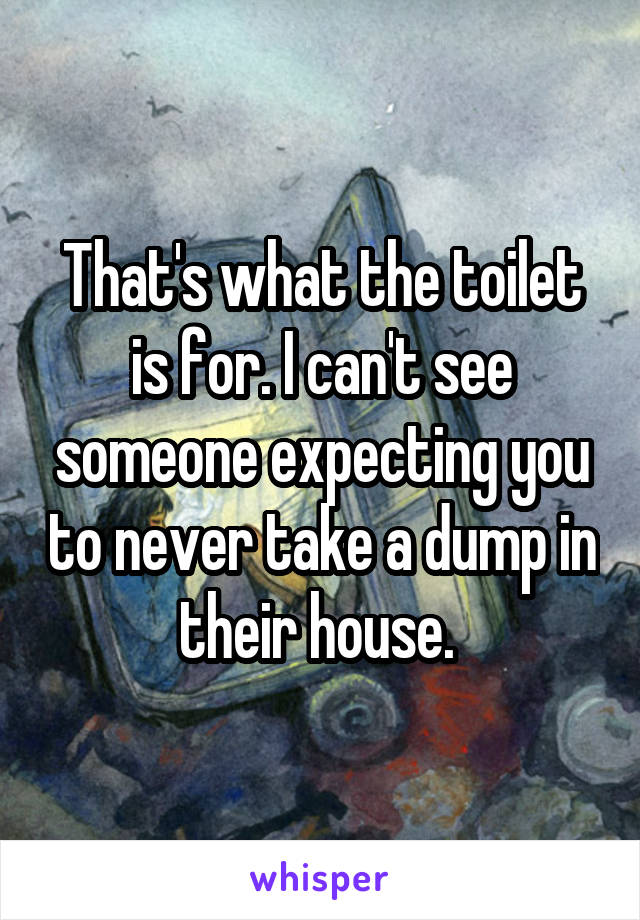 That's what the toilet is for. I can't see someone expecting you to never take a dump in their house. 