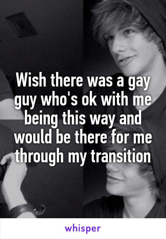 Wish there was a gay guy who's ok with me being this way and would be there for me through my transition