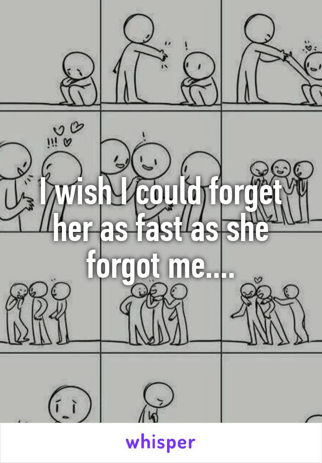 I wish I could forget her as fast as she forgot me....