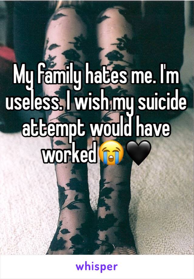 My family hates me. I'm useless. I wish my suicide attempt would have worked😭🖤