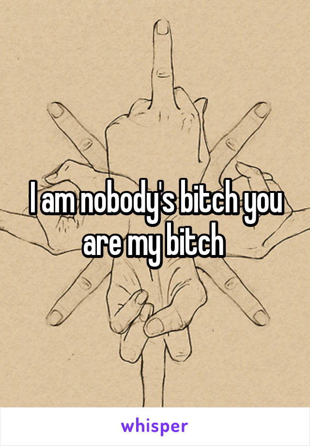 I am nobody's bitch you are my bitch 