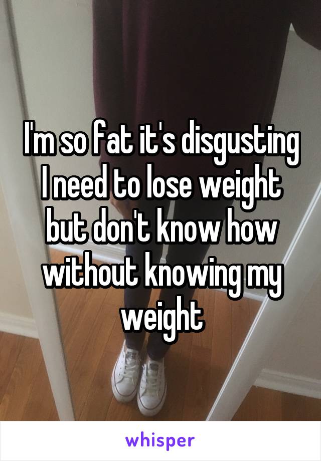 I'm so fat it's disgusting I need to lose weight but don't know how without knowing my weight