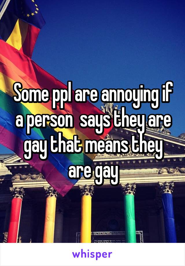 Some ppl are annoying if a person  says they are gay that means they are gay