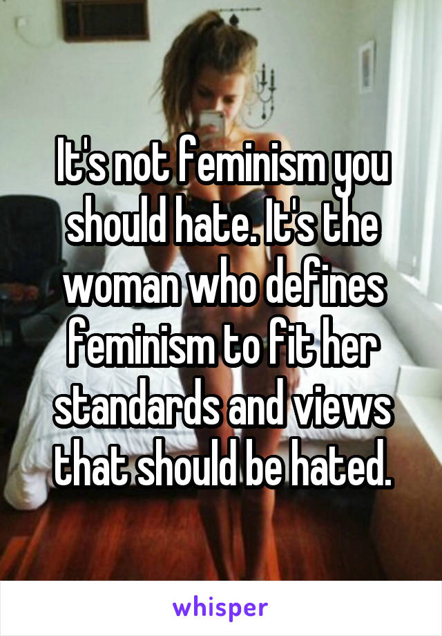 It's not feminism you should hate. It's the woman who defines feminism to fit her standards and views that should be hated.