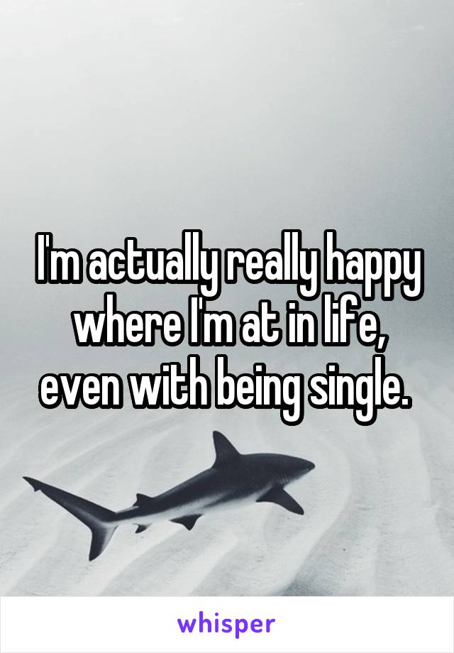 I'm actually really happy where I'm at in life, even with being single. 