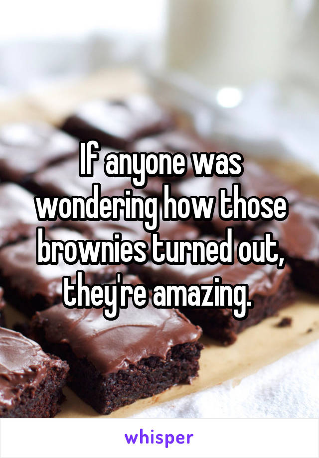 If anyone was wondering how those brownies turned out, they're amazing. 