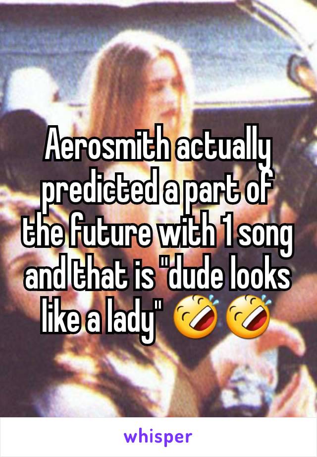 Aerosmith actually predicted a part of the future with 1 song and that is "dude looks like a lady" 🤣🤣