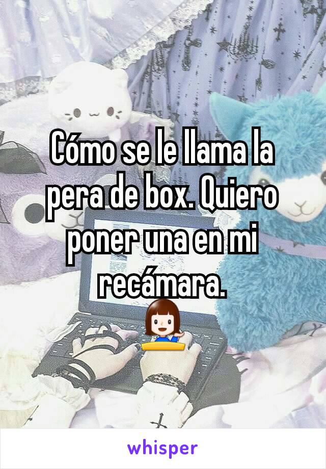 Cómo se le llama la pera de box. Quiero poner una en mi recámara.
💁