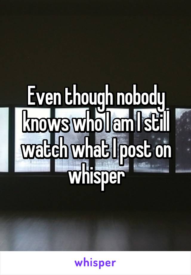 Even though nobody knows who I am I still watch what I post on whisper