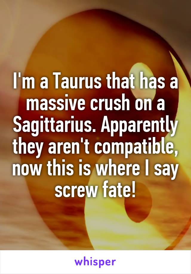 I'm a Taurus that has a massive crush on a Sagittarius. Apparently they aren't compatible, now this is where I say screw fate!