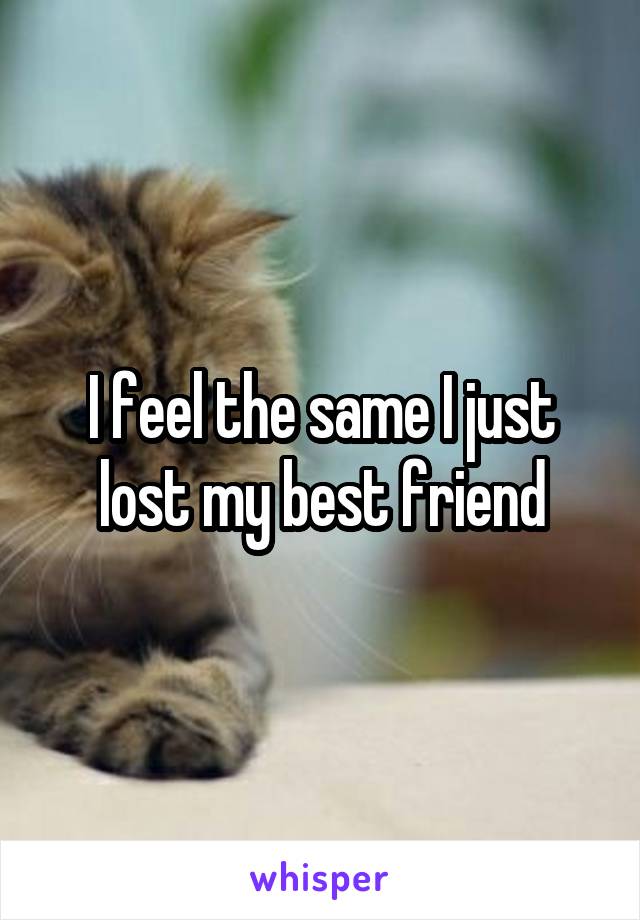 I feel the same I just lost my best friend