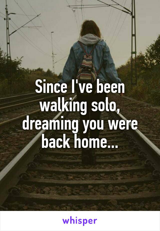 Since I've been walking solo, dreaming you were back home...