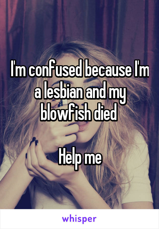 I'm confused because I'm a lesbian and my blowfish died 

Help me