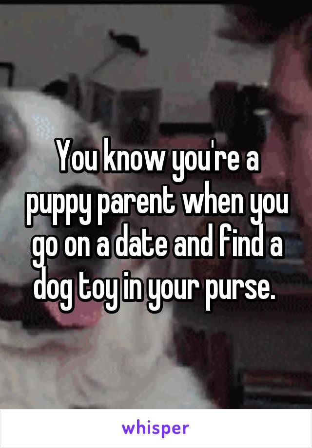 You know you're a puppy parent when you go on a date and find a dog toy in your purse. 