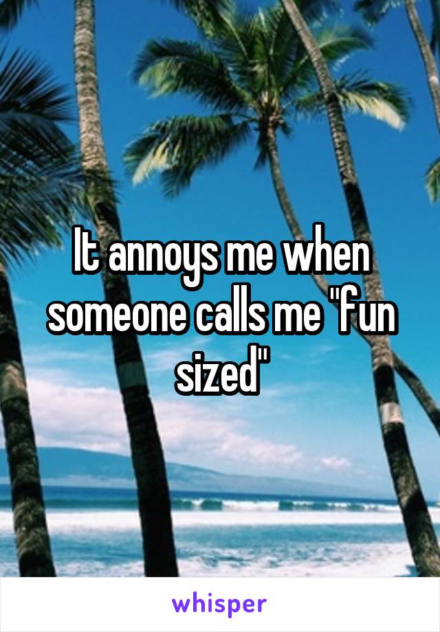 It annoys me when someone calls me "fun sized"