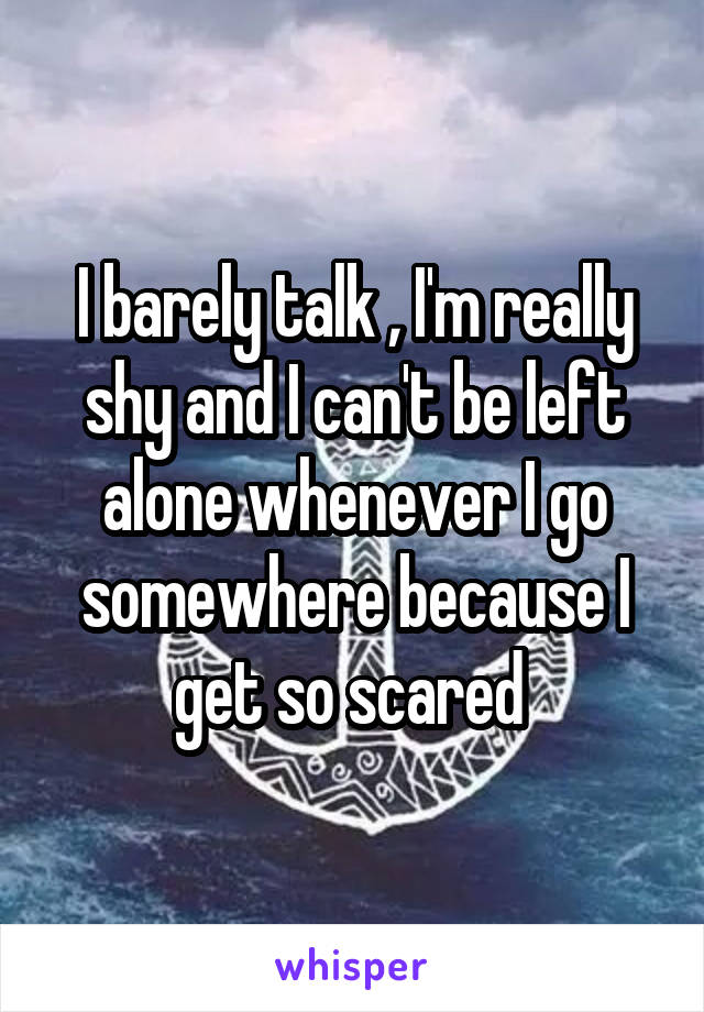 I barely talk , I'm really shy and I can't be left alone whenever I go somewhere because I get so scared 