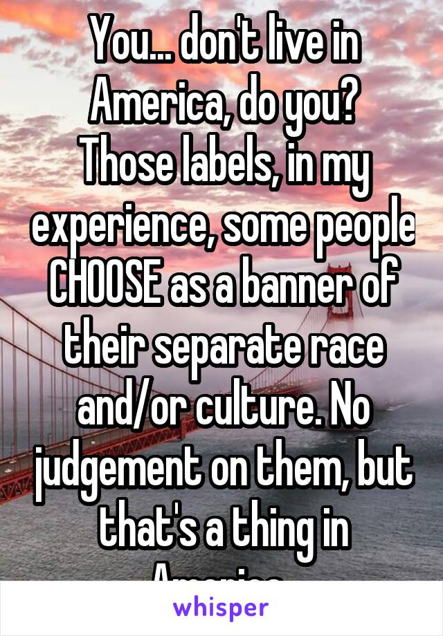 You... don't live in America, do you?
Those labels, in my experience, some people CHOOSE as a banner of their separate race and/or culture. No judgement on them, but that's a thing in America. 