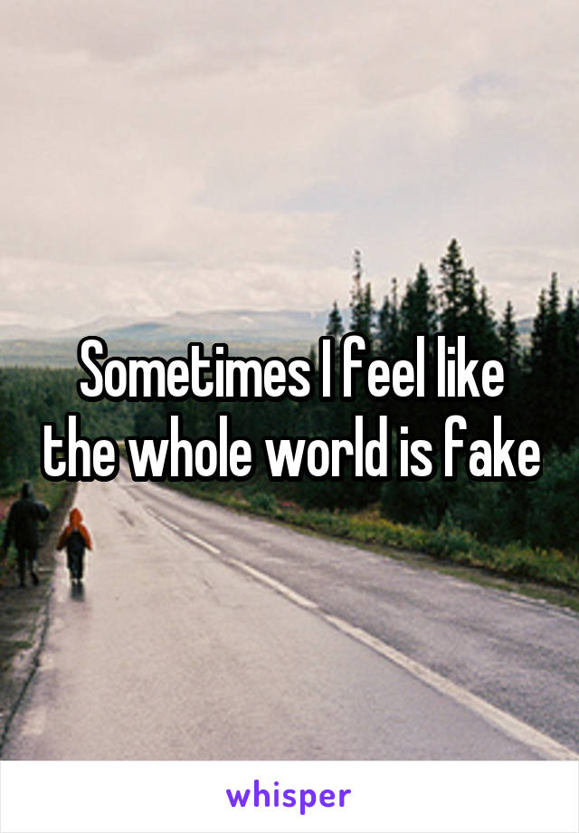 Sometimes I feel like the whole world is fake