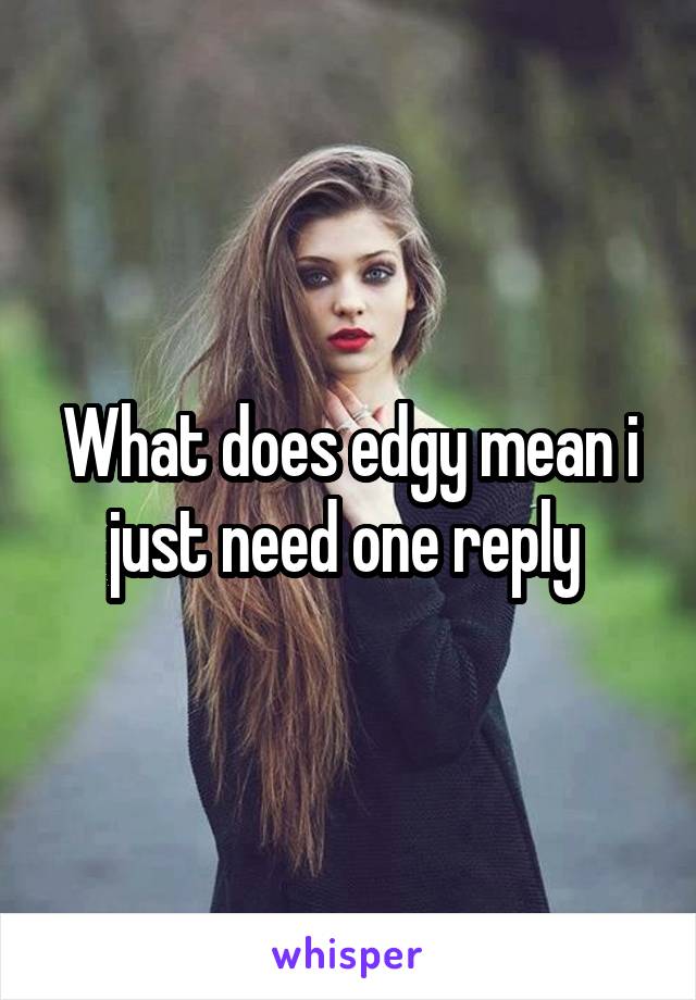 What does edgy mean i just need one reply 