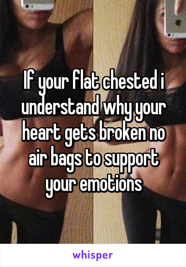 If your flat chested i understand why your heart gets broken no air bags to support your emotions