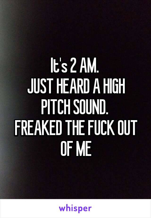 It's 2 AM. 
JUST HEARD A HIGH PITCH SOUND. 
FREAKED THE FUCK OUT OF ME