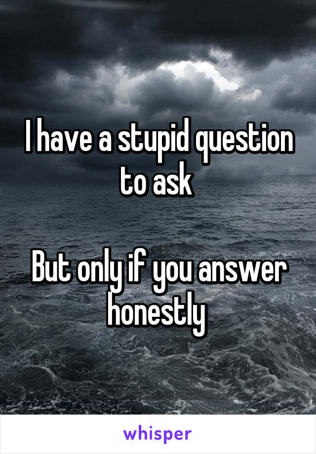 I have a stupid question to ask 

But only if you answer honestly 