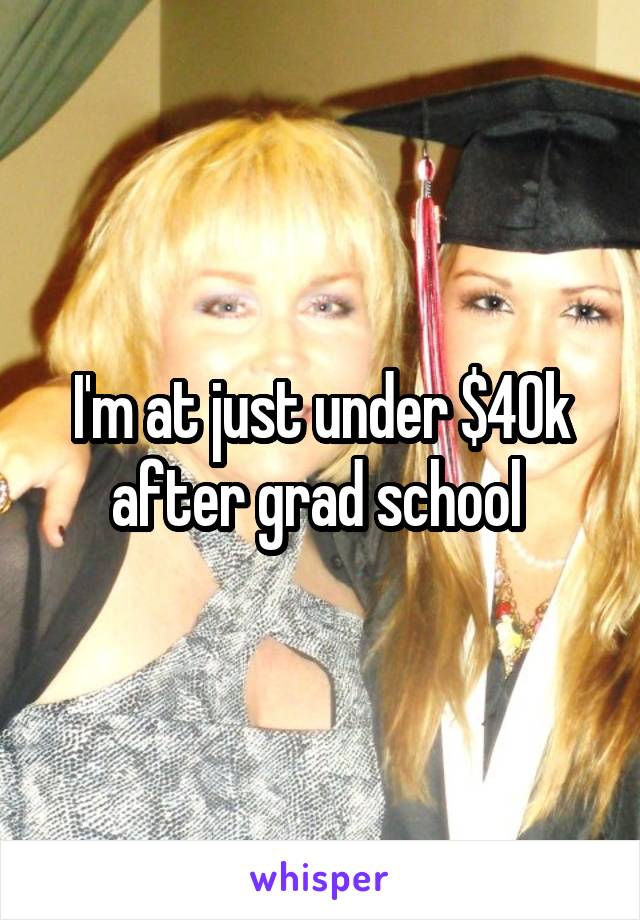 I'm at just under $40k after grad school 