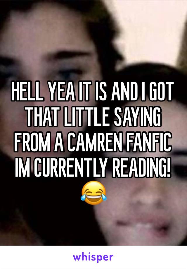 HELL YEA IT IS AND I GOT THAT LITTLE SAYING FROM A CAMREN FANFIC IM CURRENTLY READING! 😂