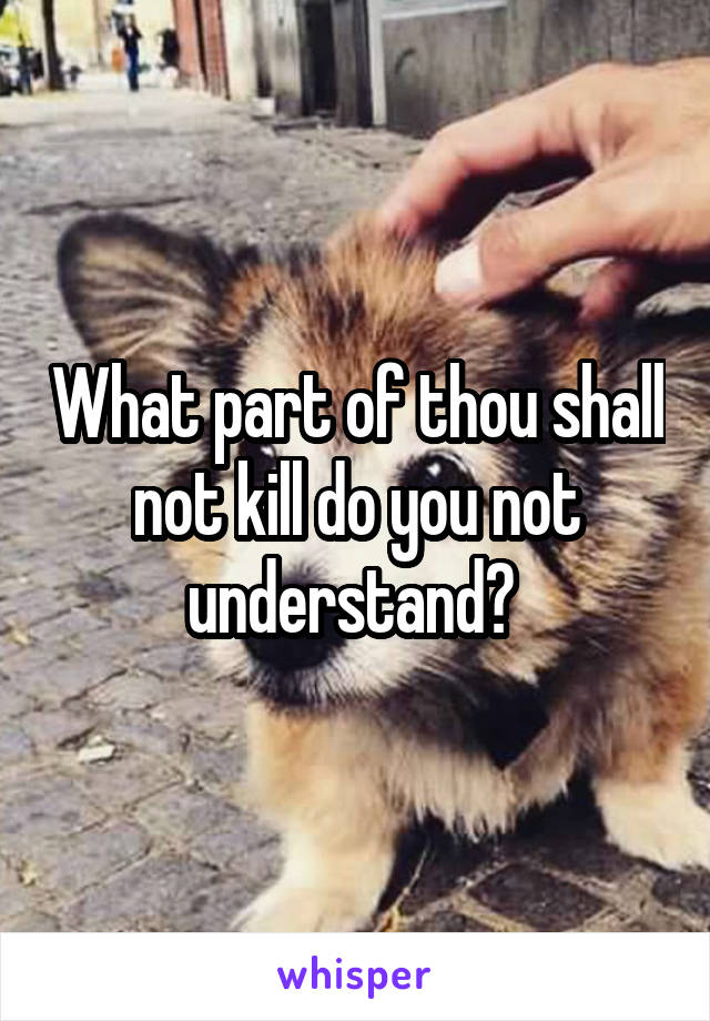 What part of thou shall not kill do you not understand? 