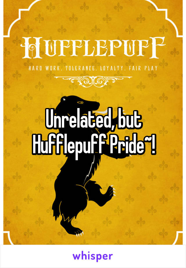 Unrelated, but Hufflepuff Pride~!