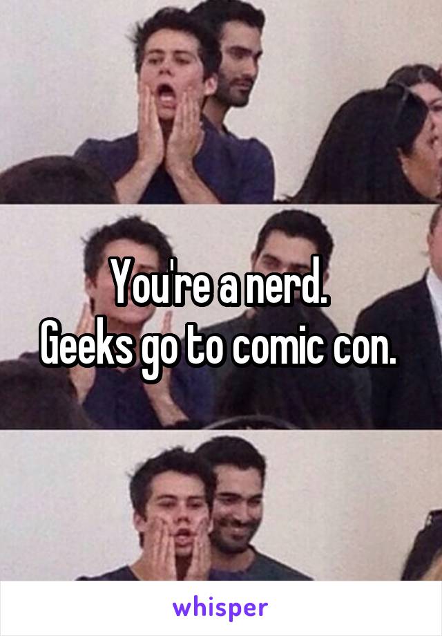 You're a nerd. 
Geeks go to comic con. 