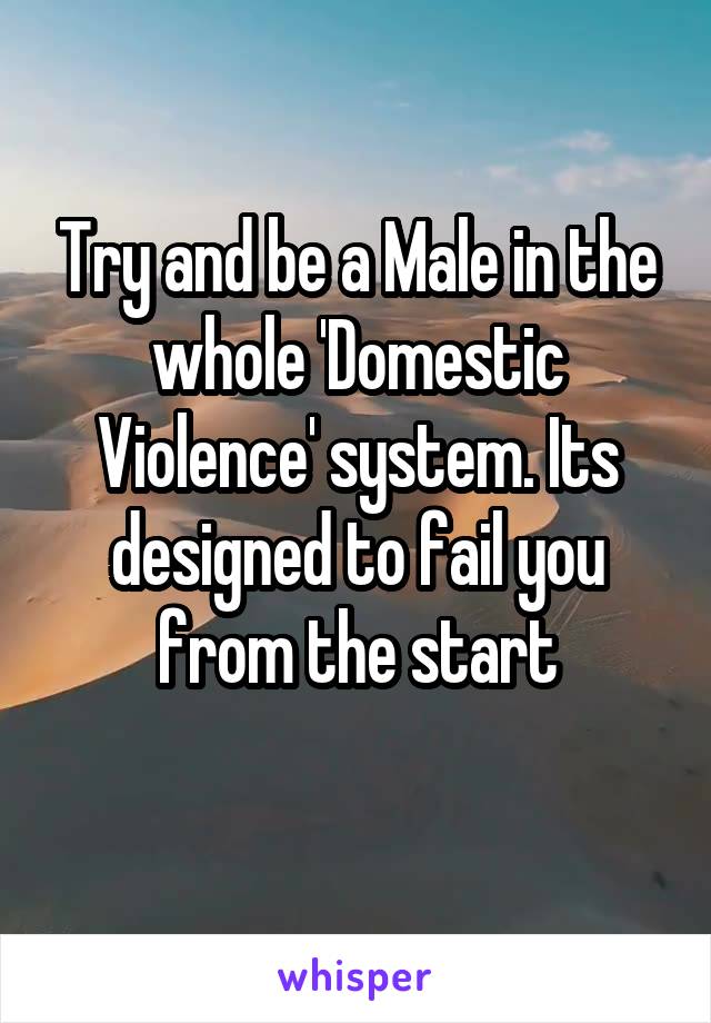 Try and be a Male in the whole 'Domestic Violence' system. Its designed to fail you from the start
 