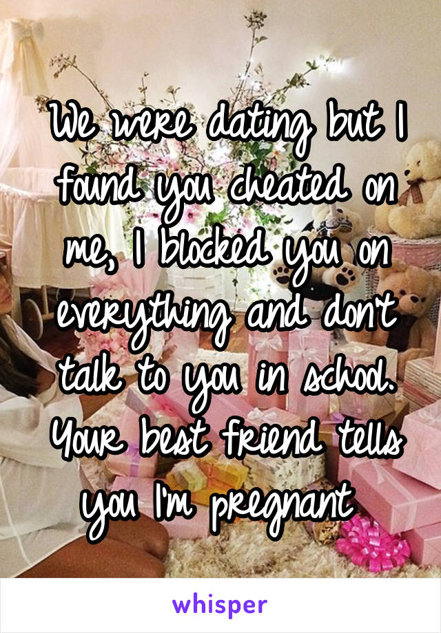 We were dating but I found you cheated on me, I blocked you on everything and don't talk to you in school. Your best friend tells you I'm pregnant 