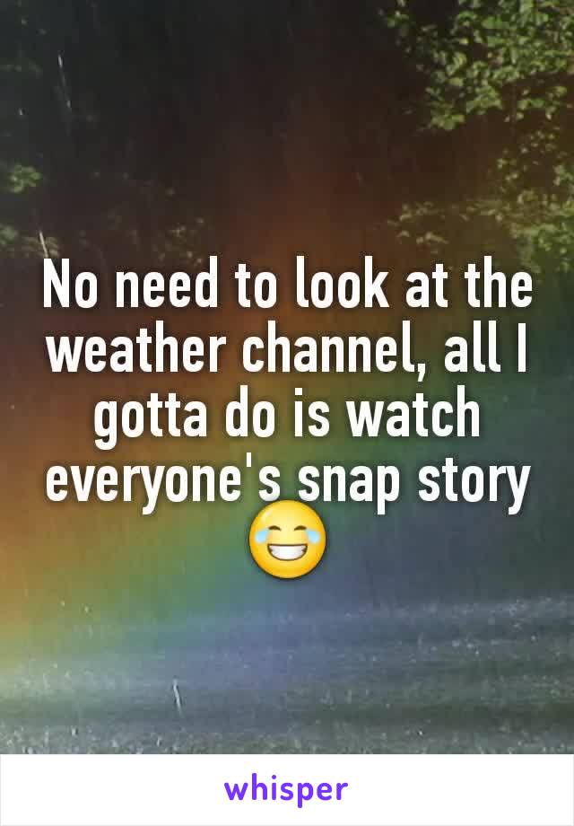 No need to look at the weather channel, all I gotta do is watch everyone's snap story😂