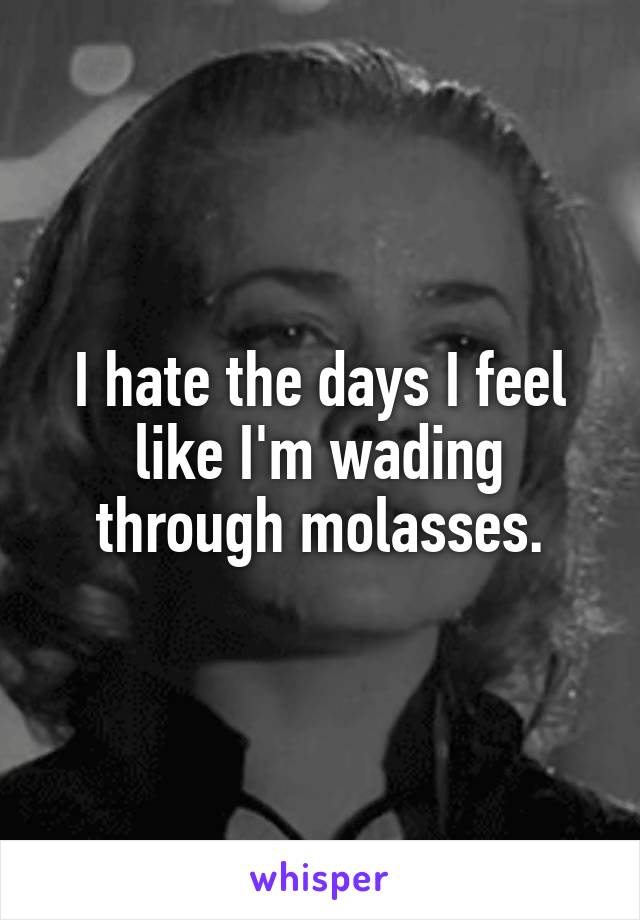 I hate the days I feel like I'm wading through molasses.