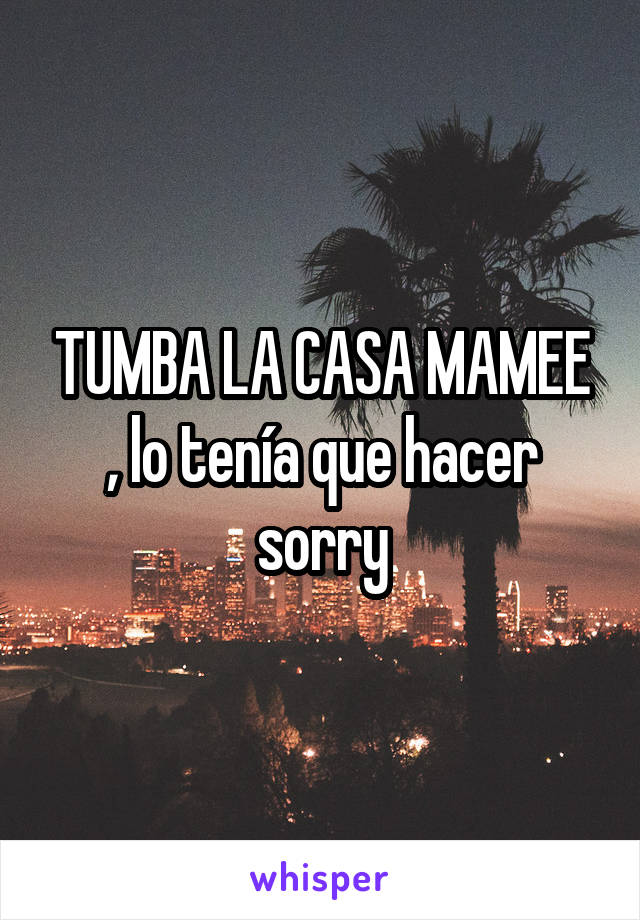 TUMBA LA CASA MAMEE , lo tenía que hacer sorry