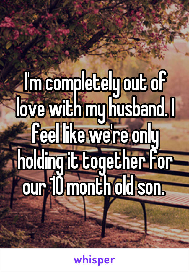 I'm completely out of love with my husband. I feel like we're only holding it together for our 10 month old son. 