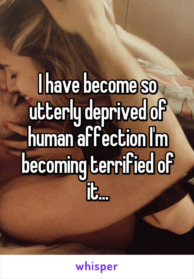 I have become so utterly deprived of human affection I'm becoming terrified of it...