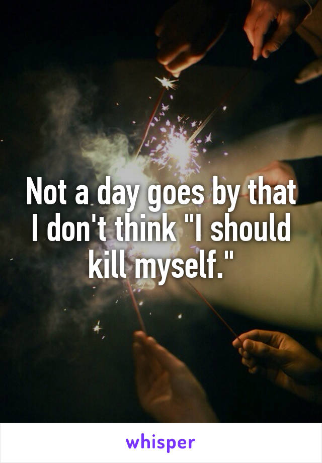 Not a day goes by that I don't think "I should kill myself."