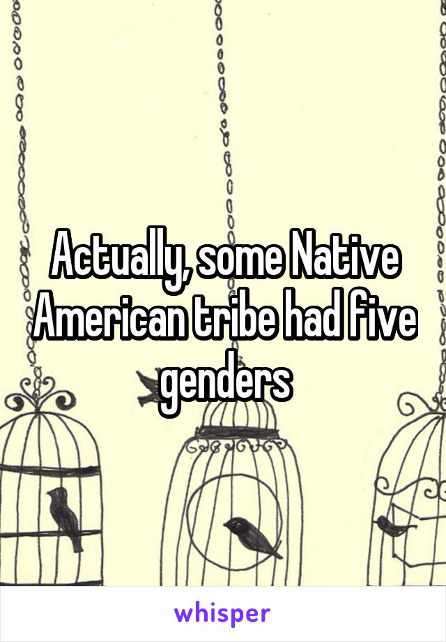 Actually, some Native American tribe had five genders