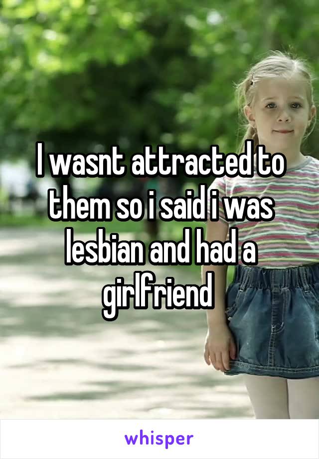 I wasnt attracted to them so i said i was lesbian and had a girlfriend 