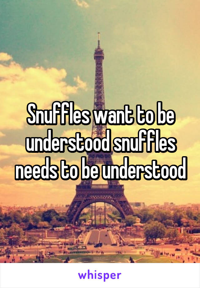 Snuffles want to be understood snuffles needs to be understood