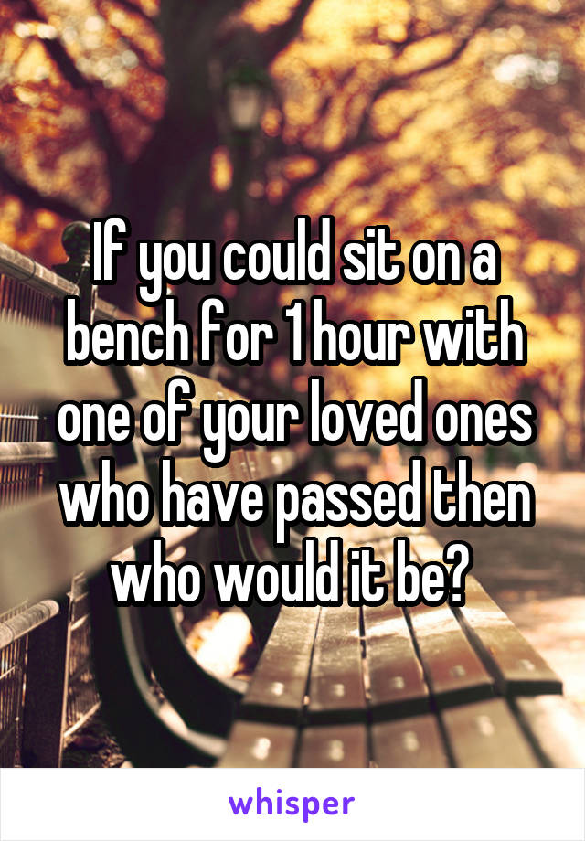 If you could sit on a bench for 1 hour with one of your loved ones who have passed then who would it be? 