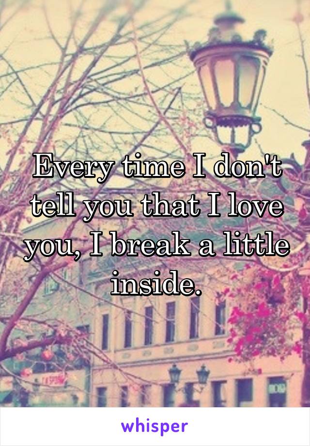 Every time I don't tell you that I love you, I break a little inside.