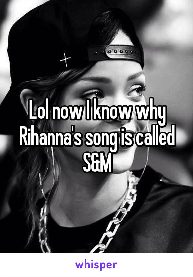 Lol now I know why Rihanna's song is called S&M