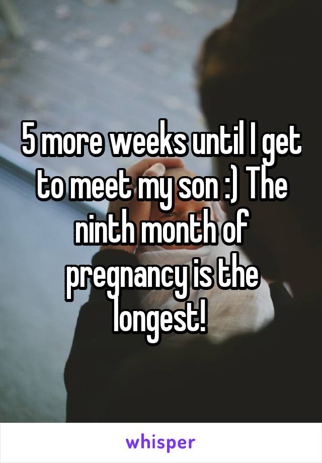 5 more weeks until I get to meet my son :) The ninth month of pregnancy is the longest! 