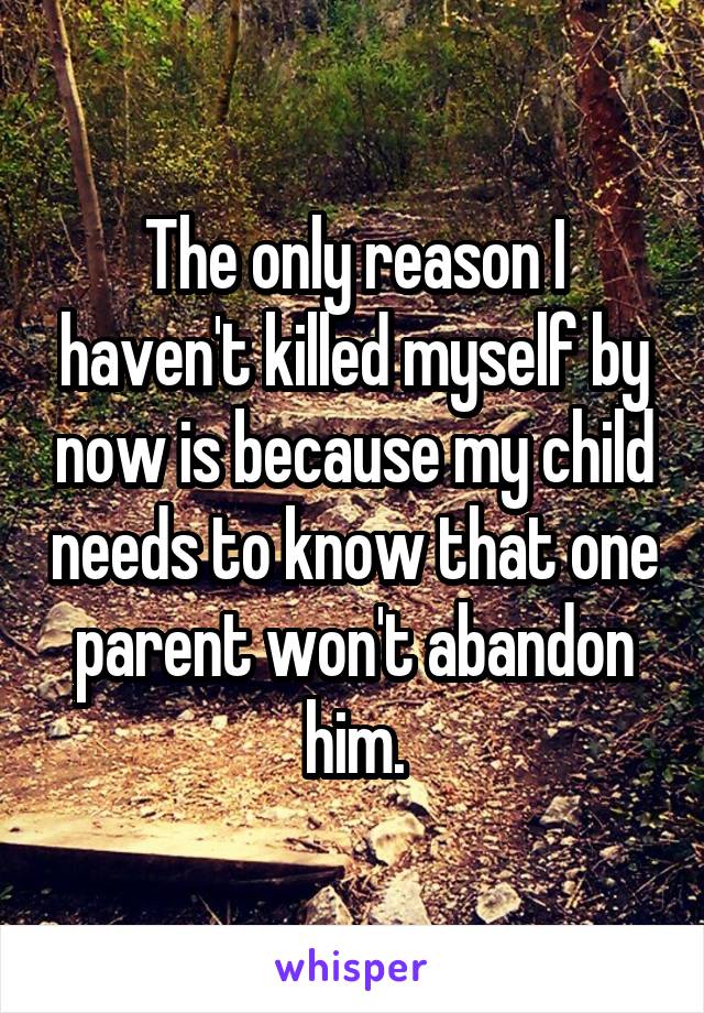 The only reason I haven't killed myself by now is because my child needs to know that one parent won't abandon him.