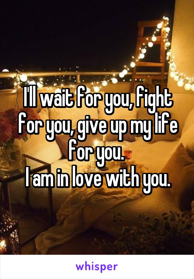 I'll wait for you, fight for you, give up my life for you. 
I am in love with you.