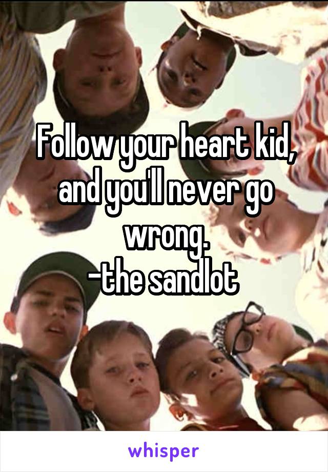 Follow your heart kid, and you'll never go wrong.
-the sandlot 
